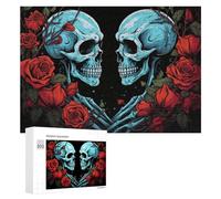 Rompecabezas para Adultos 300 PCS Rompecabezas Skulls in Love with Roses Rompecabezas para Adultos Juego De Ingenio Análisis Y Lógica Regalos De Cumpleaños Y Únicos 300 PCS
