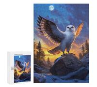 Rompecabezas para Adultos 300 PCS Rompecabezas Snowy Owl at Sunset Rompecabezas para Adultos Juguete Decoración De Pared Aliviador del Estrés Difícil Y Desafiante 300 PCS