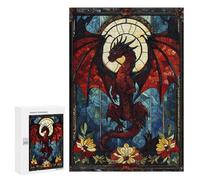 Rompecabezas para Adultos 300 PCS Rompecabezas Stained Glass Dragon Rompecabezas para Adultos Juguete Decoración De Pared Aliviador del Estrés Difícil Y Desafiante 300 PCS
