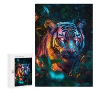 Rompecabezas para Adultos 300 PCS Rompecabezas Tiger in Neon Jungle Rompecabezas para Adultos Juguete Decoración De Pared Aliviador del Estrés Difícil Y Desafiante 300 PCS