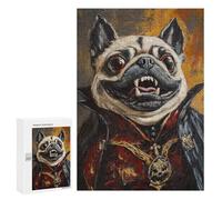 Rompecabezas para Adultos 300 PCS Rompecabezas Vampire Pug Art Print-3 Rompecabezas para Adultos Actividades Familiares Difíciles Y Desafiantes 300 PCS