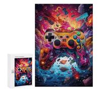 Rompecabezas para Adultos 300 PCS Rompecabezas Vibrant Gaming Controller Artwork -47 Rompecabezas para Adultos Juego De Ingenio Análisis Y Lógica Regalos De Cumpleaños Y Únicos 300 PCS