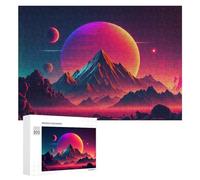 Rompecabezas para Adultos 300 PCS Rompecabezas Vivid Alien Landscape with Mountains and Planets -1 Rompecabezas para Adultos Juego De Ingenio Análisis Y Lógica Regalos De Cumpleaños Y Únicos 300 PCS