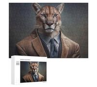 Rompecabezas para Adultos 300 PCS Rompecabezas Wild Cat in Suit Fashionable Animal Art Rompecabezas para Adultos Juguetes Antiestrés Análisis Y Lógica Cumpleaños 300 PCS