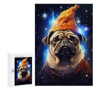 Rompecabezas para Adultos 300 PCS Rompecabezas Wizard Pug Cute Pixel Art Rompecabezas para Adultos Juguete Decoración De Pared Aliviador del Estrés Difícil Y Desafiante 300 PCS