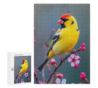 Rompecabezas para Adultos 300 PCS Rompecabezas Yellow Goldfinch Bird on Branch Rompecabezas para Adultos Juguetes Antiestrés Análisis Y Lógica Cumpleaños 300 PCS