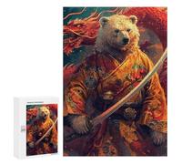 Rompecabezas para Adultos 300 PCS Samurai Bear with Dragon Sword Rompecabezas para Adultos Juego Práctico Corte De Precisión Juego Desafiante Regalos 300 PCS