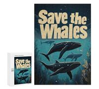 Rompecabezas para Adultos 300 PCS Save The Whales Rompecabezas para Adultos Juegos Relajantes Mejora La Memoria Difícil Y Desafiante 300 PCS