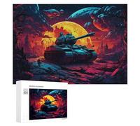 Rompecabezas para Adultos 300 PCS Sci-Fi Battlefield Scene with Tank Rompecabezas para Adultos Juegos Relajantes Análisis Y Lógica Cumpleaños Y Navidad 300 PCS