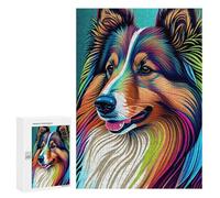 Rompecabezas para Adultos 300 PCS Shetland Sheepdog Colorful Rompecabezas para Adultos Juegos Relajantes Difícil Regalos para Amigos Y Familiares 300 PCS