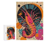 Rompecabezas para Adultos 300 PCS Shrimp with Retro Design Abstract Shrimp Artwork in Vibrant Colors Rompecabezas para Adolescentes Juego De Ingenio Análisis Y Lógica 300 PCS