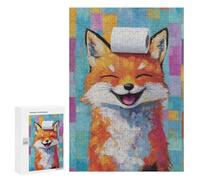 Rompecabezas para Adultos 300 PCS Smiling Fox with Toilet Paper Rompecabezas para Adultos Juegos Familiares Corte De Precisión Cumpleaños Y Navidad 300 PCS