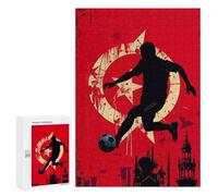 Rompecabezas para Adultos 300 PCS Soccer Player Silhouette with Turkish Flag Rompecabezas para Adultos Juegos Relajantes Mejora La Memoria Difícil Y Desafiante 300 PCS