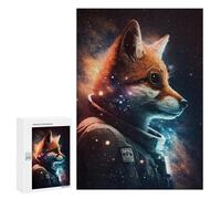 Rompecabezas para Adultos 300 PCS Space Fox Astronaut Rompecabezas para Adultos Alivia El Estrés Desafíos para Completar Rompecabezas Juegos Familiares 300 PCS