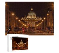 Rompecabezas para Adultos 300 PCS St. Peter's Basilica at Night, Rome Rompecabezas para Adolescentes Juego De Ingenio Carrera De Velocidad De Manos Regalos De Cumpleaños Y Únicos 300 PCS