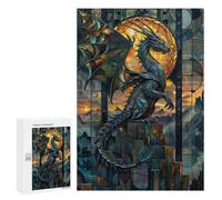 Rompecabezas para Adultos 300 PCS Stained Glass Dragon Majes Rompecabezas para Adultos Juegos Familiares Corte De Precisión Cumpleaños Y Navidad 300 PCS