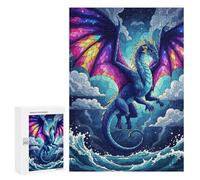Rompecabezas para Adultos 300 PCS Stained Glass Dragon Over Ocean Juego De Rompecabezas para Ejercitar La Mente Corte De Precisión Interacción Entre Padres E Hijos 300 PCS