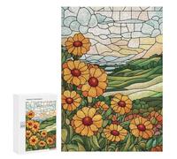 Rompecabezas para Adultos 300 PCS Stained Glass Flowers & Landscape Rompecabezas para Adultos Juegos Relajantes Mejora La Memoria Difícil Y Desafiante 300 PCS