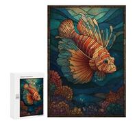 Rompecabezas para Adultos 300 PCS Stained Glass Lionfish Ocean Rompecabezas para Adultos Juego De Ingenio Desafío Difícil 300 PCS