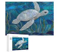 Rompecabezas para Adultos 300 PCS Stained Glass Sea Turtle Rompecabezas para Adultos Juegos Relajantes Regalo De Cumpleaños Gran Regalo para Jugar 300 PCS