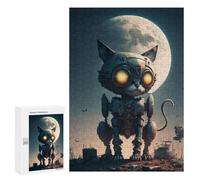 Rompecabezas para Adultos 300 PCS Steampunk Cat Moon Night Rompecabezas para Adultos Juego De Ingenio Regalos para Mujeres Regalos para Amigos Y Familiares 300 PCS