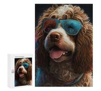 Rompecabezas para Adultos 300 PCS Stylish Dog with Sunglasses -1 Rompecabezas para Adolescentes Desafío Educativo para Aliviar El Estrés Cumpleaños 300 PCS