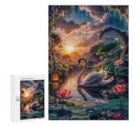 Rompecabezas para Adultos 300 PCS Swan in Divine Lake Rompecabezas para Adultos Juego De Ingenio Desafío Difícil 300 PCS
