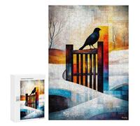 Rompecabezas Para Adultos 300 PCS The Magpie - Monet Inspired - Geometric Winter Scene - Abstract Impressionist Landscape Rompecabezas Para Adultos Juegos Relajantes Mejora La Memoria Difícil Y Desafi