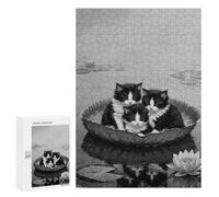 Rompecabezas para Adultos 300 PCS Three Kittens in A Lily Pad Rompecabezas Juegos Relajantes Análisis Y Lógica Cumpleaños Y Navidad 300 PCS
