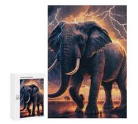 Rompecabezas para Adultos 300 PCS Thundering Giants The Majestic Elephant in Stormy Skies Rompecabezas para Adultos Juguetes Antiestrés Análisis Y Lógica Regalo De Cumpleaños, Regalos, 300 PCS