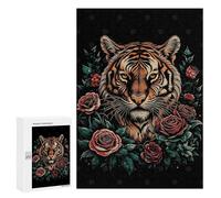 Rompecabezas para Adultos 300 PCS Tiger and Flowers Rompecabezas para Adultos Juego Práctico Mejora La Memoria Regalos para Amigos Y Familiares 300 PCS