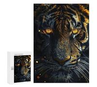 Rompecabezas para Adultos 300 PCS Tiger Gold Black Animals Rompecabezas para Adultos Juegos Familiares Alivia El Estrés Regalo De Cumpleaños, Regalos, 300 PCS