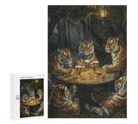 Rompecabezas para Adultos 300 PCS Tigers Beer In Tavern Rompecabezas para Adolescentes Juego De Ingenio Análisis Y Lógica 300 PCS