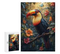 Rompecabezas para Adultos 300 PCS Toucan in A Tropical Paradise Juego De Rompecabezas para Ejercitar La Mente Corte De Precisión Interacción Entre Padres E Hijos 300 PCS