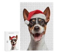 Rompecabezas para Adultos 300 PCS Toy Fox Terrier Dog with Santa Hat Rompecabezas para Adolescentes Juego De Ingenio Análisis Y Lógica 300 PCS