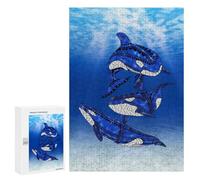 Rompecabezas para Adultos 300 PCS Tribal Orca Killer Whales Rompecabezas para Adultos Juegos Familiares Alivia El Estrés Regalo De Cumpleaños, Regalos, 300 PCS