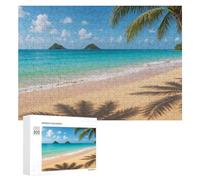Rompecabezas para Adultos 300 PCS Tropical Beach with Palm Tree Shadows Rompecabezas para Adultos Juegos Relajantes Análisis Y Lógica Cumpleaños Y Navidad 300 PCS