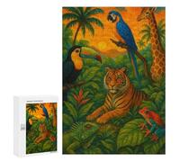 Rompecabezas para Adultos 300 PCS Tropical Wildlife Painting Rompecabezas Juegos Relajantes Análisis Y Lógica Cumpleaños Y Navidad 300 PCS