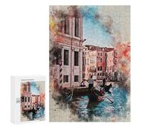 Rompecabezas para Adultos 300 PCS Venice Italy Watercolor Rompecabezas para Adultos Juguetes Antiestrés Análisis Y Lógica Regalo De Cumpleaños, Regalos, 300 PCS