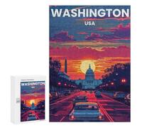 Rompecabezas para Adultos 300 PCS Washington DC Rompecabezas para Adultos Juego Práctico Mejora La Memoria Regalos para Amigos Y Familiares 300 PCS