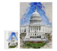 Rompecabezas para Adultos 300 PCS Washington in Watercolor Rompecabezas para Adultos Juego Familiar Regalos para Mujeres Regalo De Cumpleaños, Regalos, 300 PCS