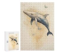 Rompecabezas para Adultos 300 PCS Watercolor Whale Big Fish Rompecabezas para Adultos Juegos Familiares Regalo De Cumpleaños Regalos De Cumpleaños 300 PCS