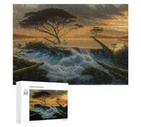 Rompecabezas para Adultos 300 PCS Waterfall at Sunset Nature's Serenity Rompecabezas para Adultos Juguete Decoración De Pared Regalos para Mujeres Gran Regalo para Juegos 300 PCS