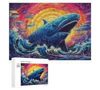 Rompecabezas para Adultos 300 PCS Whale in Vibrant Ocean Storm Rompecabezas para Adolescentes Juego De Ingenio Carrera De Velocidad De Manos Regalos De Cumpleaños Y Únicos 300 PCS