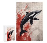 Rompecabezas para Adultos 300 PCS Whale Japanese Painting Rompecabezas para Adolescentes Juego De Ingenio Análisis Y Lógica 300 PCS