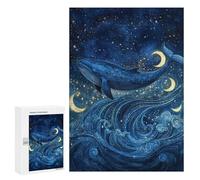 Rompecabezas para Adultos 300 PCS Whale Moon Ocean Waves Rompecabezas para Adolescentes: Mejora La Memoria, Entrena Tu Cerebro Y Tus Manos. Regalos para Reducir El Estrés 300 PCS