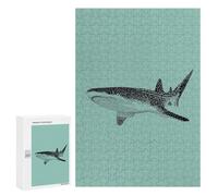 Rompecabezas para Adultos 300 PCS Whale Shark Illustration on Teal Background Rompecabezas para Adultos Juegos Familiares Alivia El Estrés Regalo De Cumpleaños, Regalos, 300 PCS