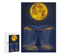 Rompecabezas para Adultos 300 PCS Whale Tail Under Full Moon Rompecabezas para Adultos Juegos Familiares Regalo De Cumpleaños Regalos De Cumpleaños 300 PCS