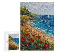 Rompecabezas para Adultos 300 PCS Where Poppies Meet The Waves Rompecabezas para Adolescentes Desafío Educativo para Aliviar El Estrés Cumpleaños 300 PCS