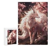 Rompecabezas para Adultos 300 PCS White Sakura Kitsune Rompecabezas para Adultos Juegos Relajantes Mejora La Memoria Cumpleaños Y Navidad 300 PCS